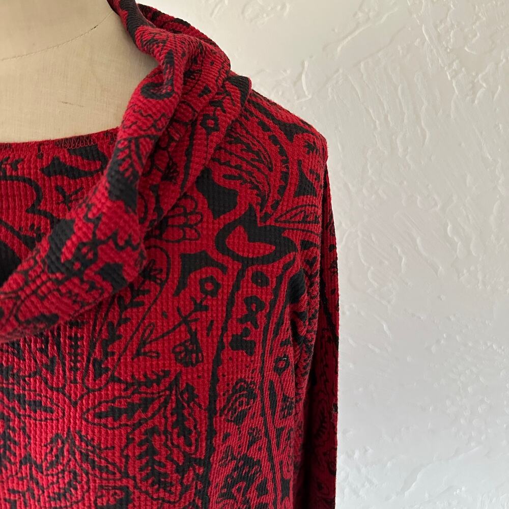 SOFT SURROUNDINGS Womens Kendra Waffle Top Size Large Cowl Neck Quiet Luxury - Picture 6 of 9